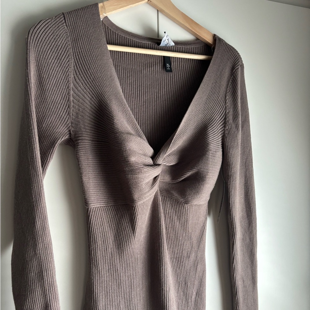NWT Derek Heart Brown Knitted Midi Dress